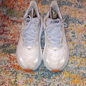 Hoka White and Gray Athletic Shoes